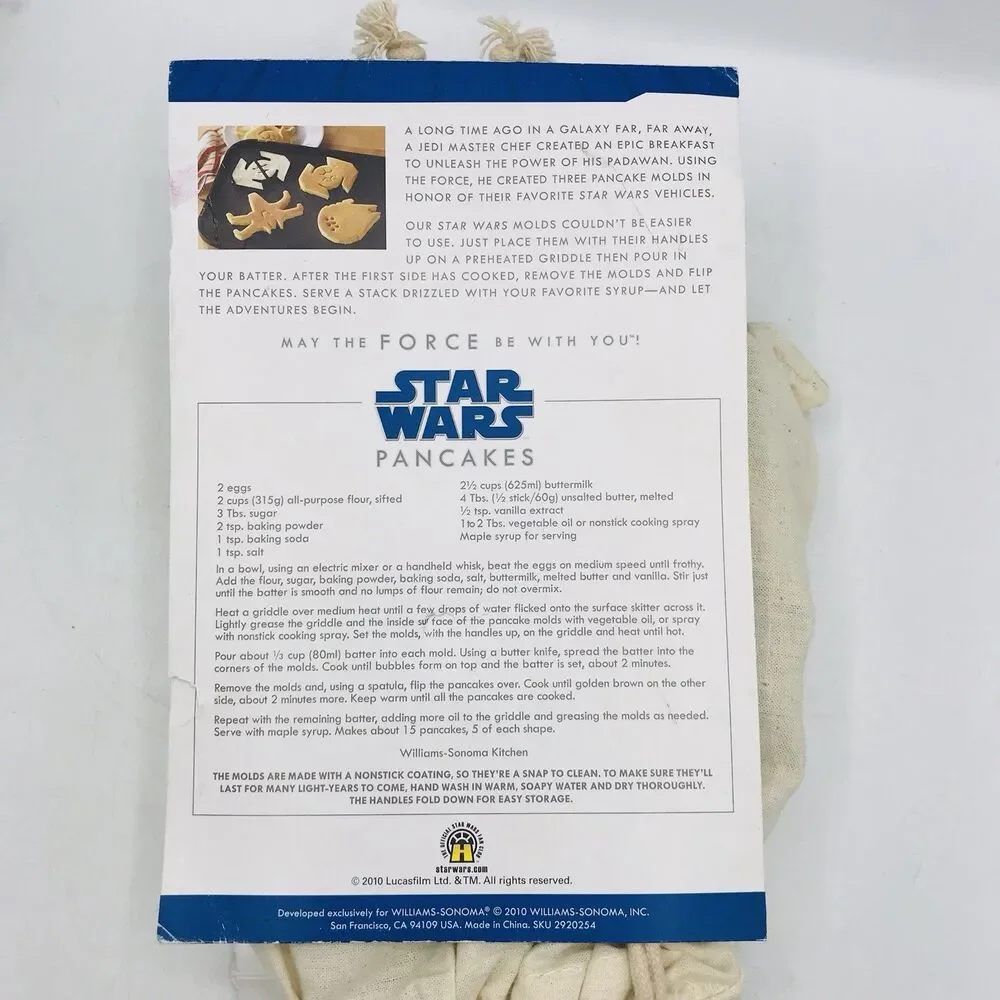 SET OF 3 Star Wars Pancake Molds, xwing Fighter, Vaders Tie Fighter, Mil Falcon